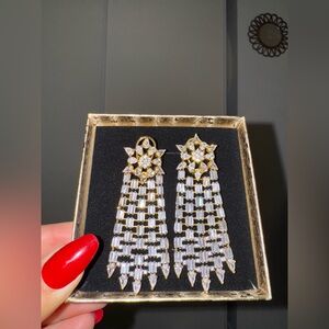 Elegant Gold and Silver Chandelier Earrings